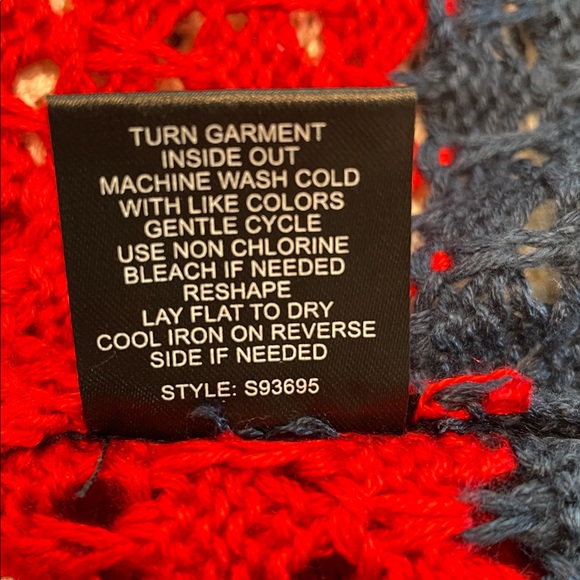 33 Degrees Americana Crochet Striped Cardigan Small Long Flare Sleeve V Neck - Picture 10 of 12